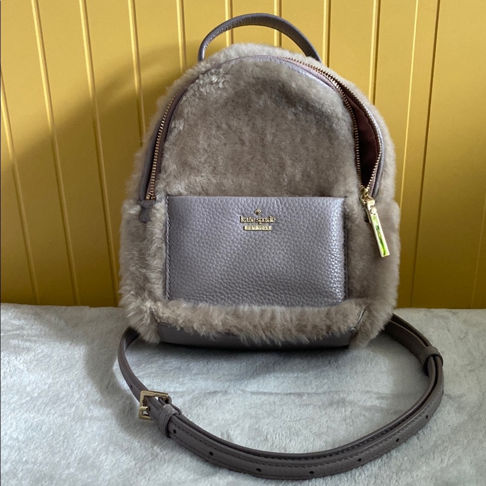 Kate Spade Gray Fur Backpack
